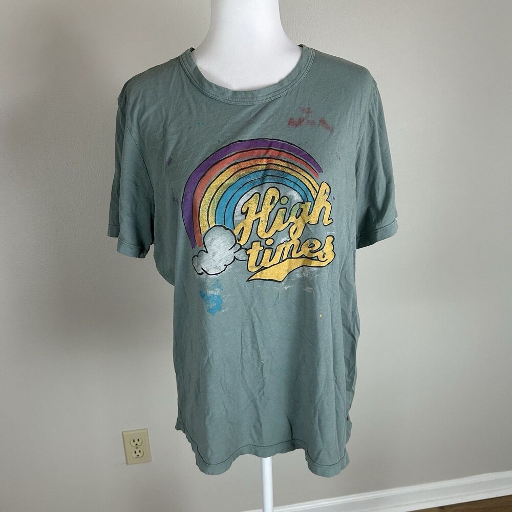 Imogene + Willie Women’s XL T-shirt Top Graphic Rainbow High Times Paint Splat